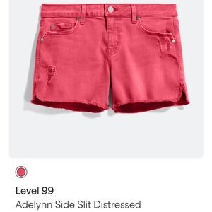 Level 99 Women's Red Distressed Jean Shorts